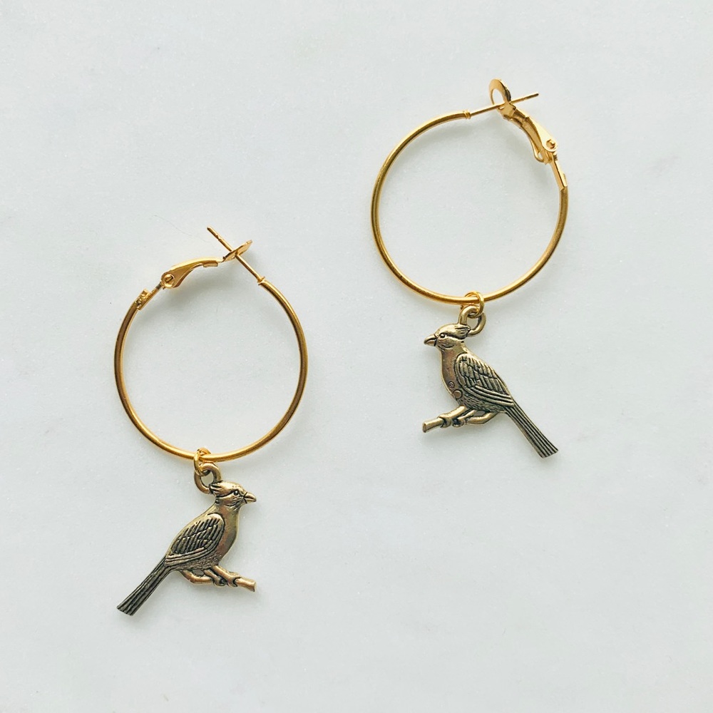 Bird Hoop Earrings